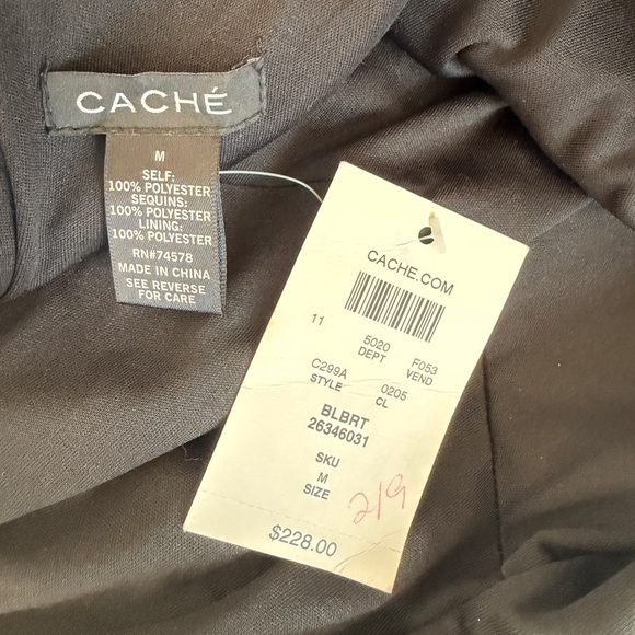 VTG CACHÉ Midi Dress Sequin Blue/Silver Zipped Closure Sz M Stunning Luxury - Picture 9 of 16